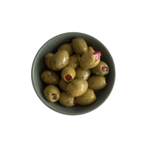 Red Pepper Stuffed Olives with Garlic and Rosemary
